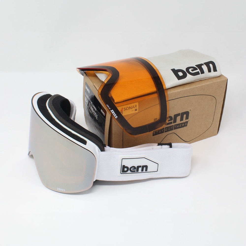 Orange and White Ski Glasses with Reflective Lens